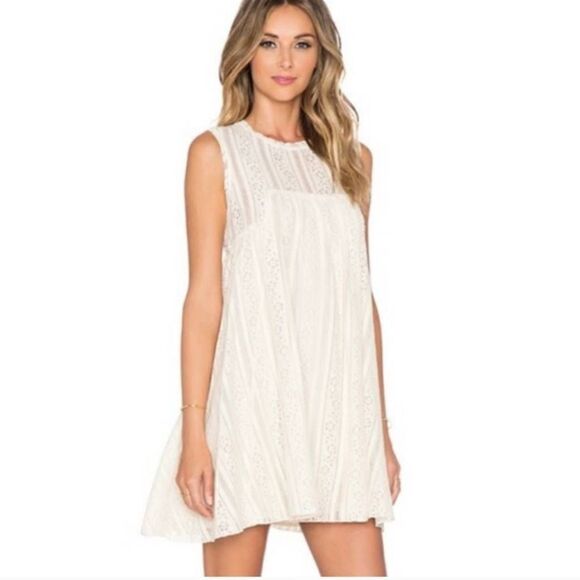 Free people womens Sz Medium cream lace mini dress - Picture 1 of 8